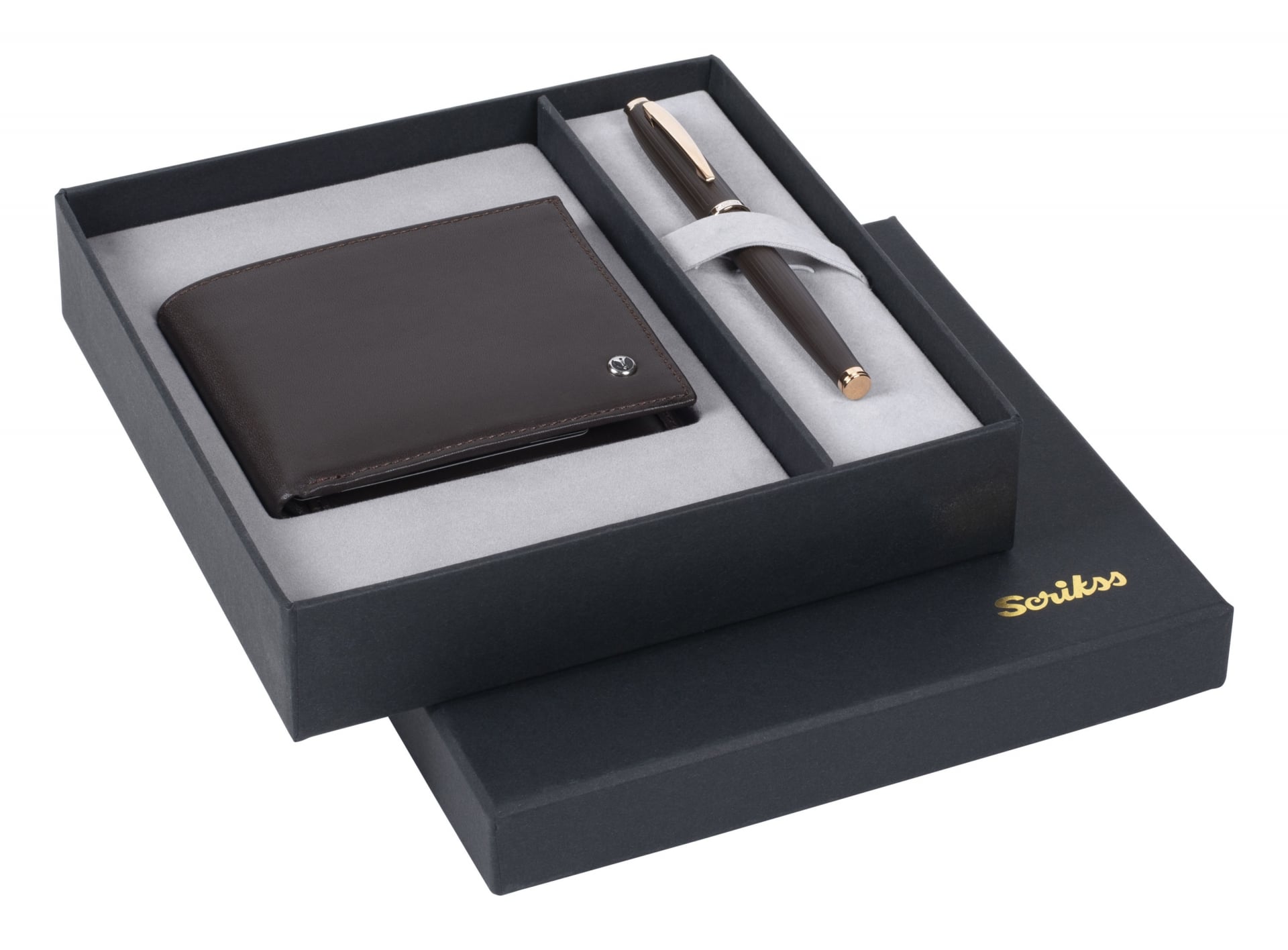 DR244 Hediyelik Set Roller 39 Oscar Rose Gold & Klasik Cüzdan Kahve