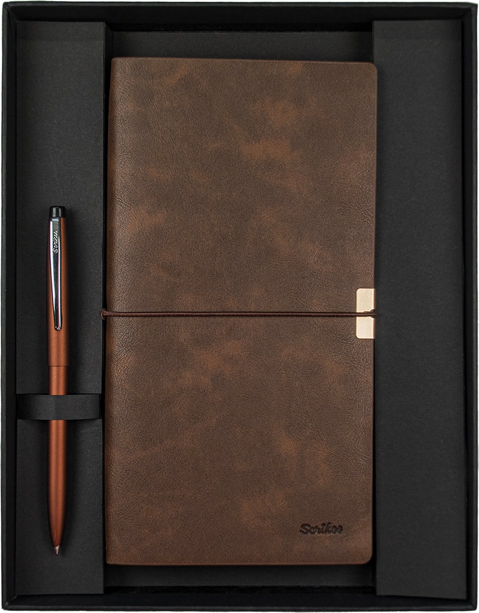 SD700-C2-B Toledo Premium Defter C7 Kahverengi & F108 Bronz Tükenmez Kalem Seti