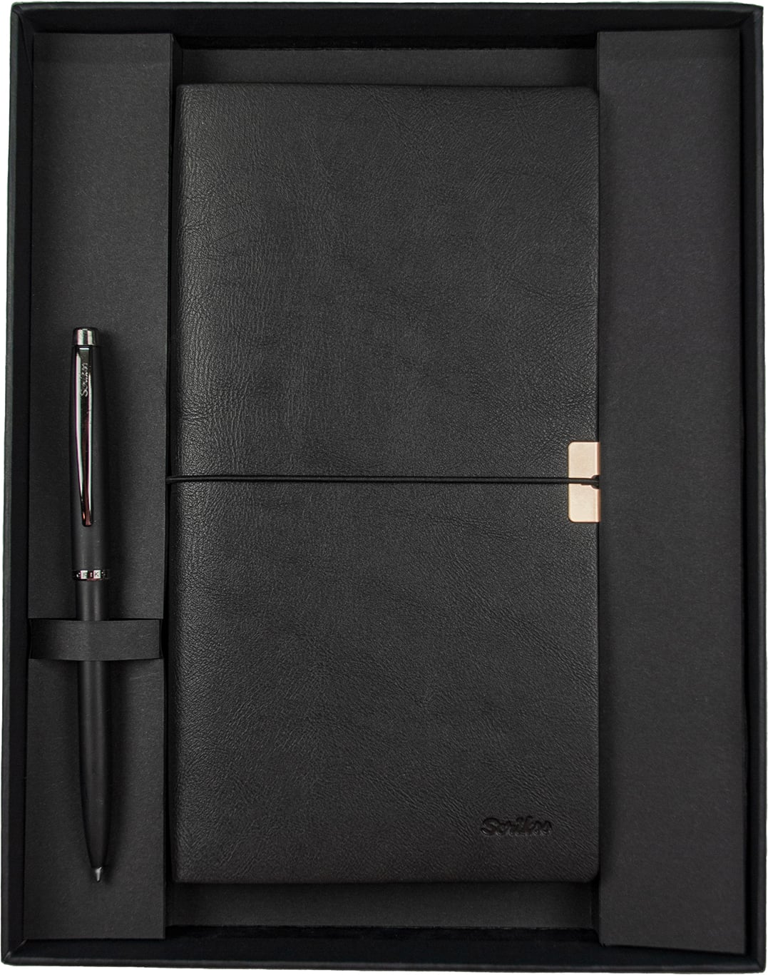 SD700-C1-A Toledo Premium Defter C7 Siyah & 108 Prestige Mat Siyah Tükenmez Kalem Seti
