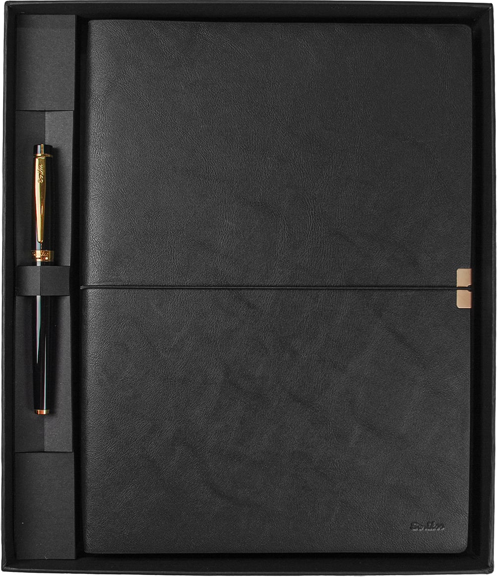 SD700-B1-B Toledo Premium Defter B5 Siyah & Honour 38 Siyah Altın Roller Seti