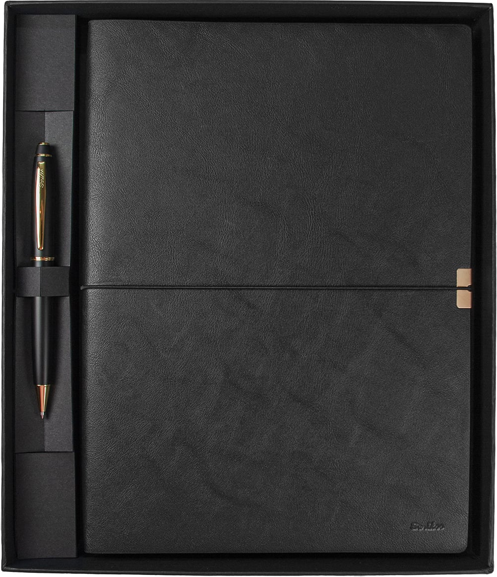 SD700-B1-A Toledo Premium Defter B5 Siyah & Noble 35 Mat Siyah Altın Tükenmez Kalem Seti