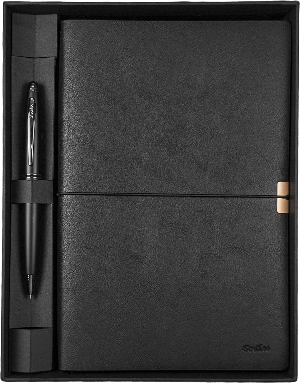 SD700-1-A Toledo Premium Defter A5 Siyah & Knight 88 Mat Siyah Tükenmez Kalem Seti