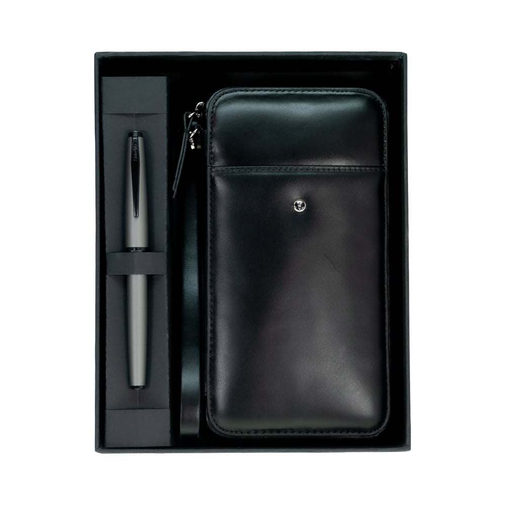 DR 2010-S1 Hakiki Deri El Çantası Siyah & 78MG Roller Mat Gri Set