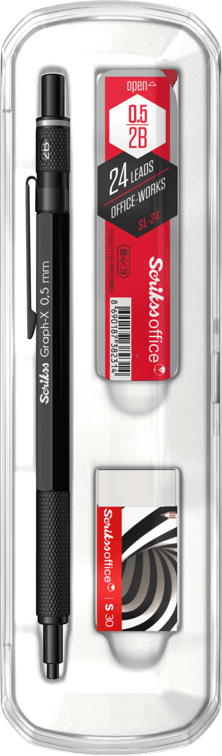 Graph-X 3'lü Set Mekanik Kurşun Kalem 0.5 mm Mat Siyah