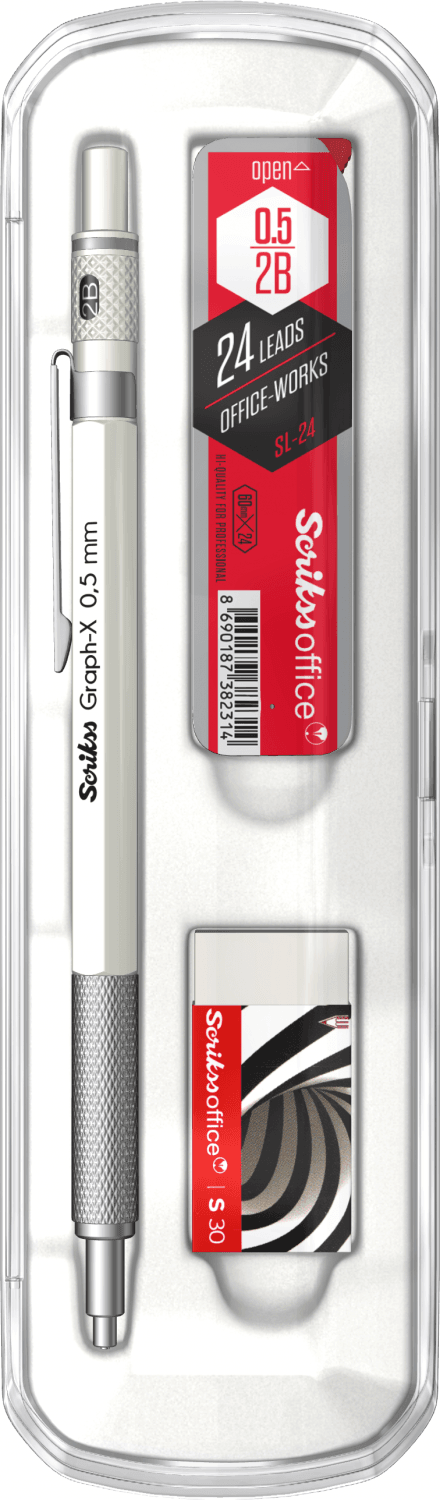  Graph-X 3'lü Set Mekanik Kurşun Kalem 0.5 mm Beyaz
