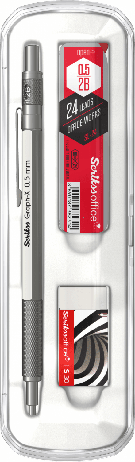  Graph-X 3'lü Set Mekanik Kurşun Kalem 0.5 mm Kurşun Gri