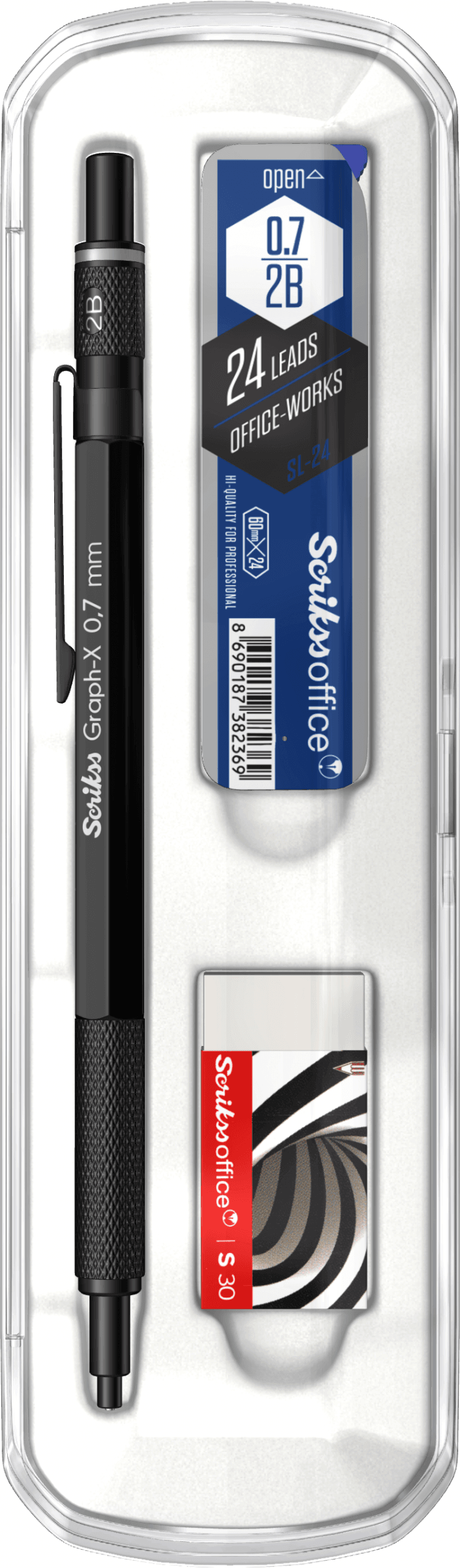  Graph-X 3'lü Set Mekanik Kurşun Kalem 0.7 mm Mat Siyah