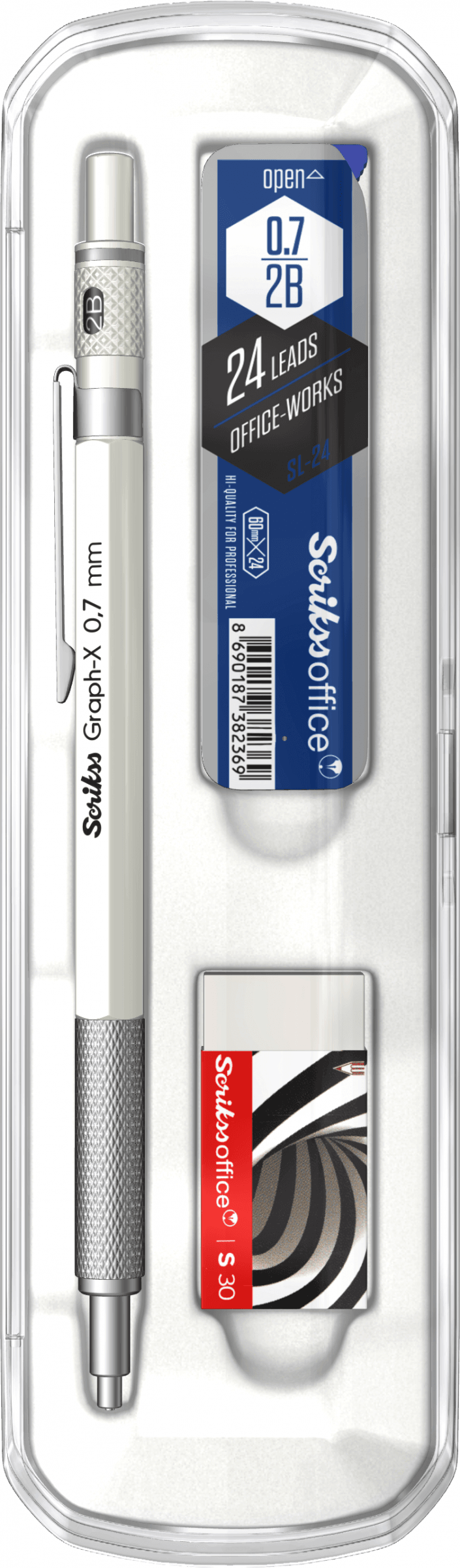  Graph-X 3'lü Set Mekanik Kurşun Kalem 0.7 mm Mat Beyaz