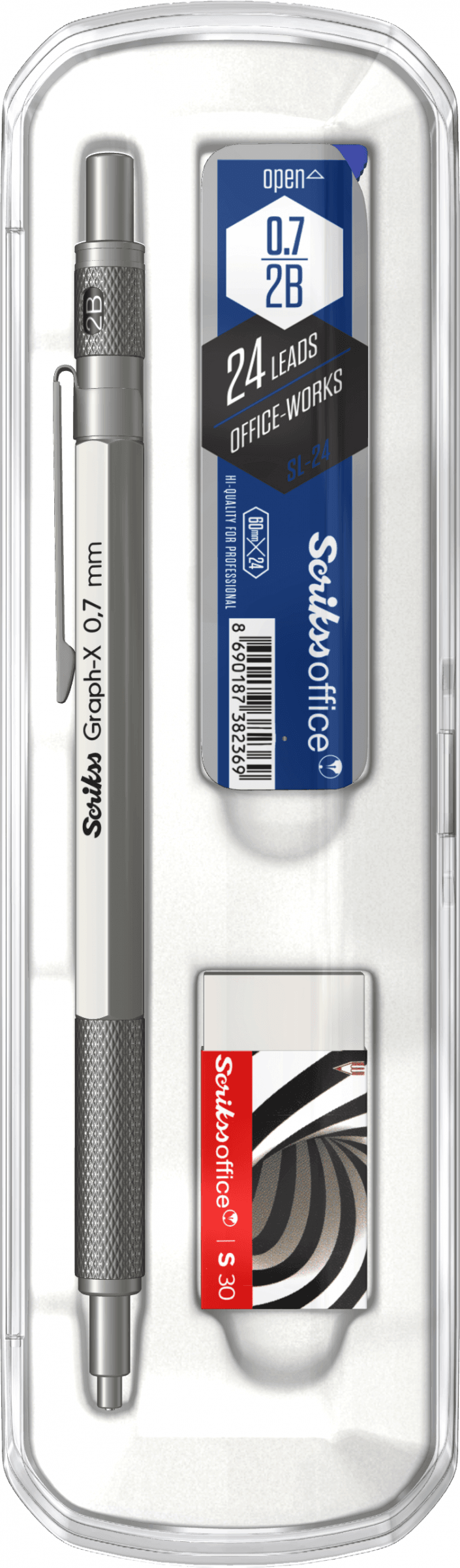  Graph-X 3'lü Set Mekanik Kurşun Kalem 0.7 mm Kurşun Gri