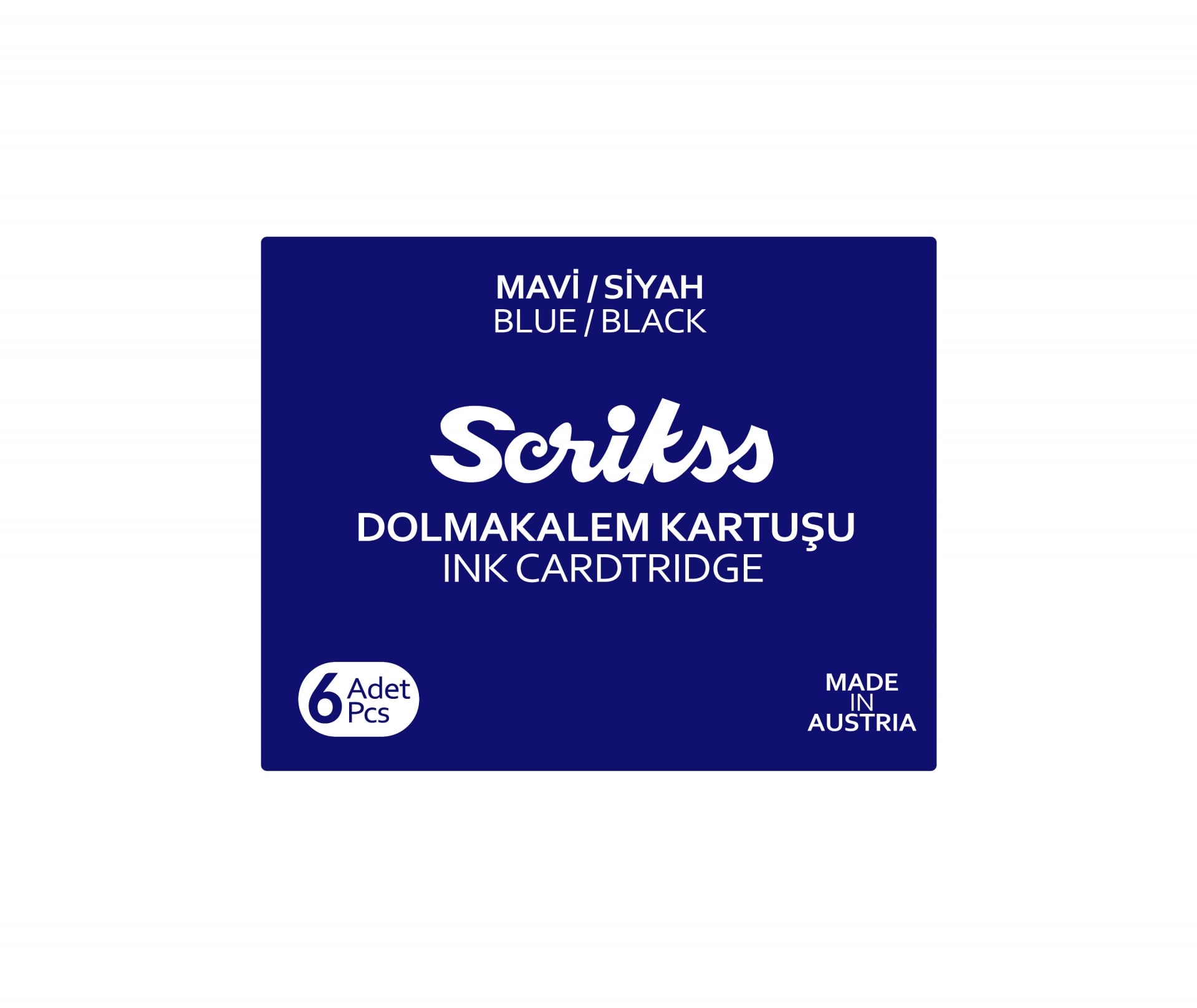  Dolma Kalem Kartuş 6'lı Paket Mavi-Siyah