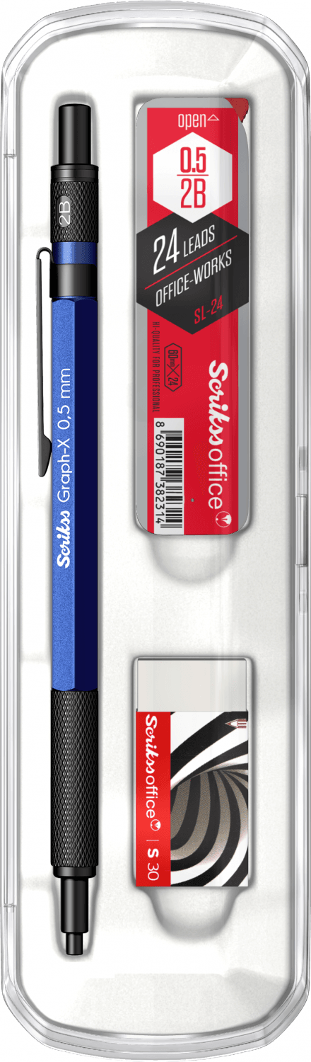 Graph-X 3'lü Set Mekanik Kurşun Kalem 0.5 mm Mavi