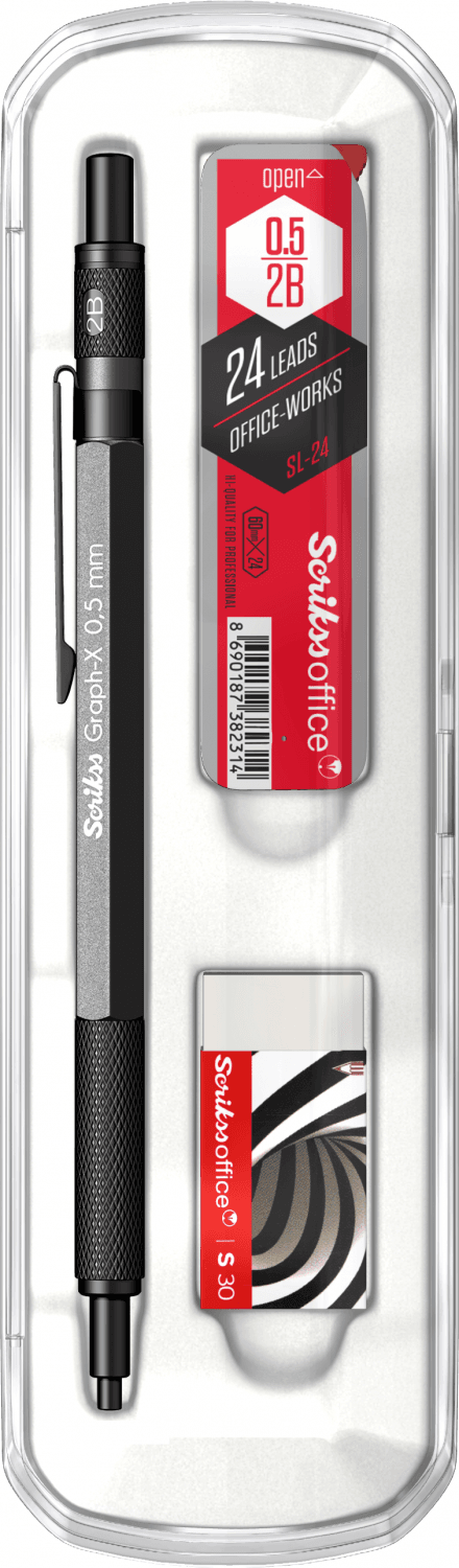  Graph-X 3'lü Set Mekanik Kurşun Kalem 0.5 mm Antrasit