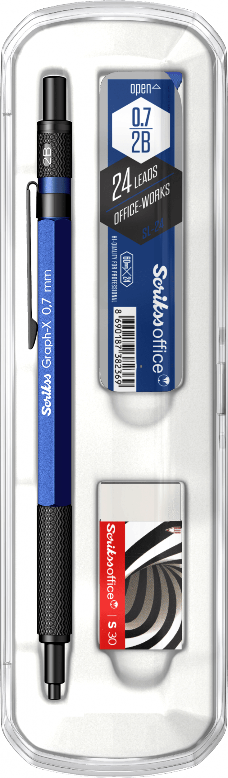 Graph-X 3'lü Set Mekanik Kurşun Kalem 0.7 mm Mavi