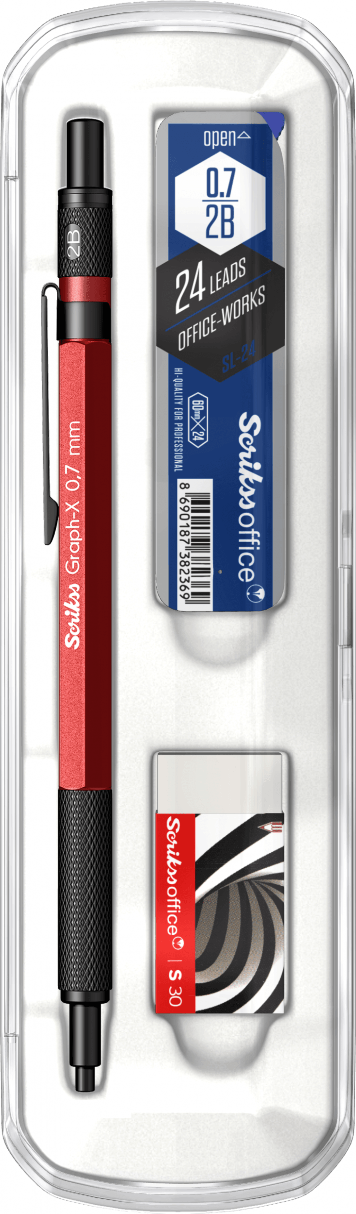  Graph-X 3'lü Set Mekanik Kurşun Kalem 0.7 mm Kırmızı