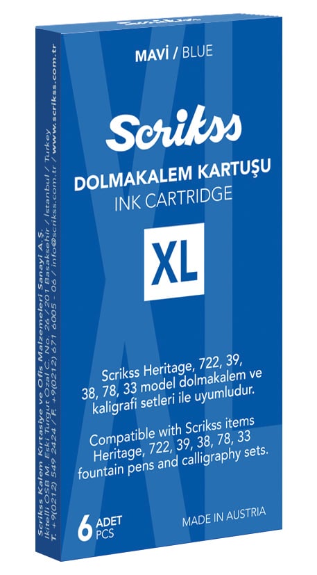  Dolma Kalem Kartuş XL 6'lı Paket Mavi